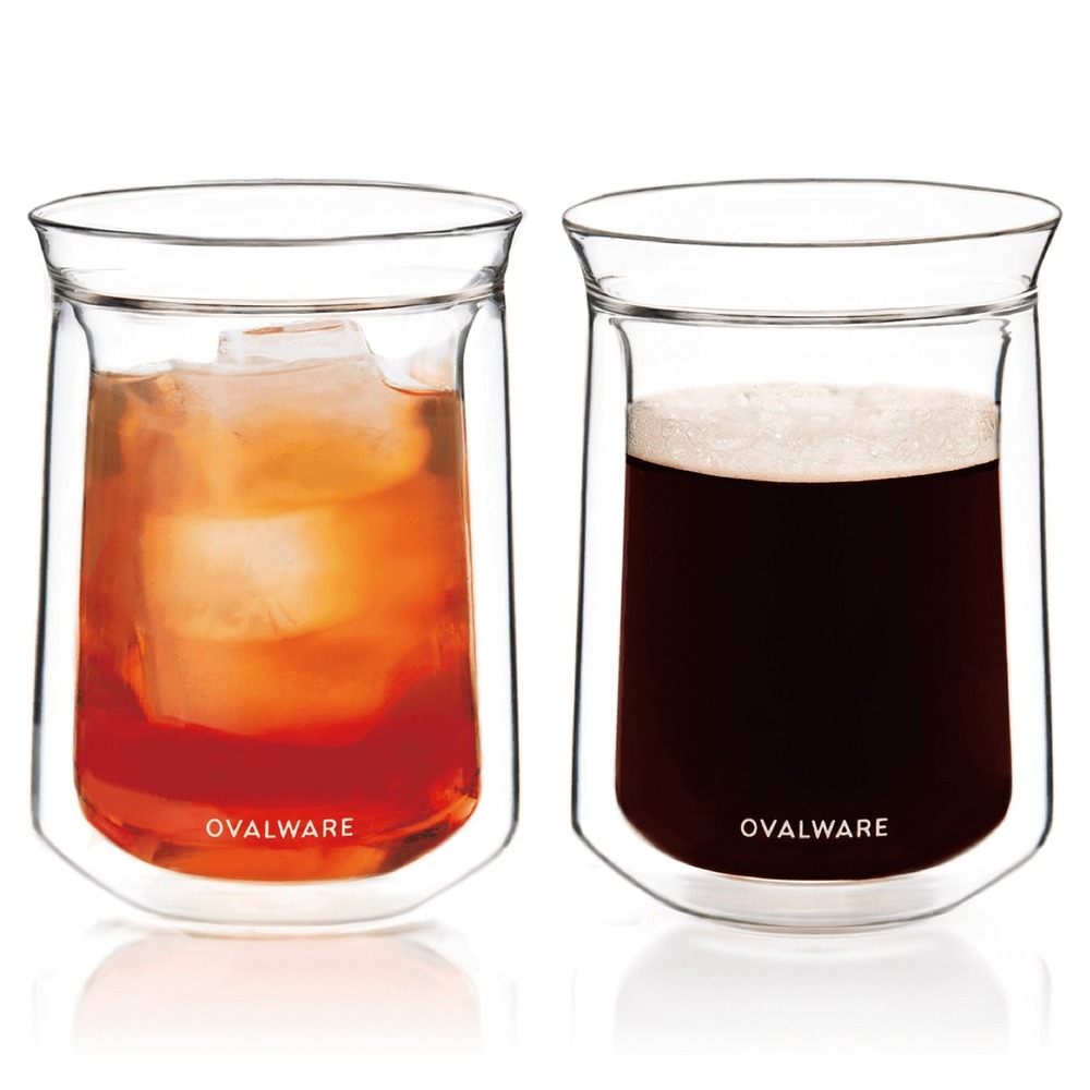 Ovalware Double Wall Tasting Glass 350mL Clear Borosilicate Coffee Tea‎ Set of 2